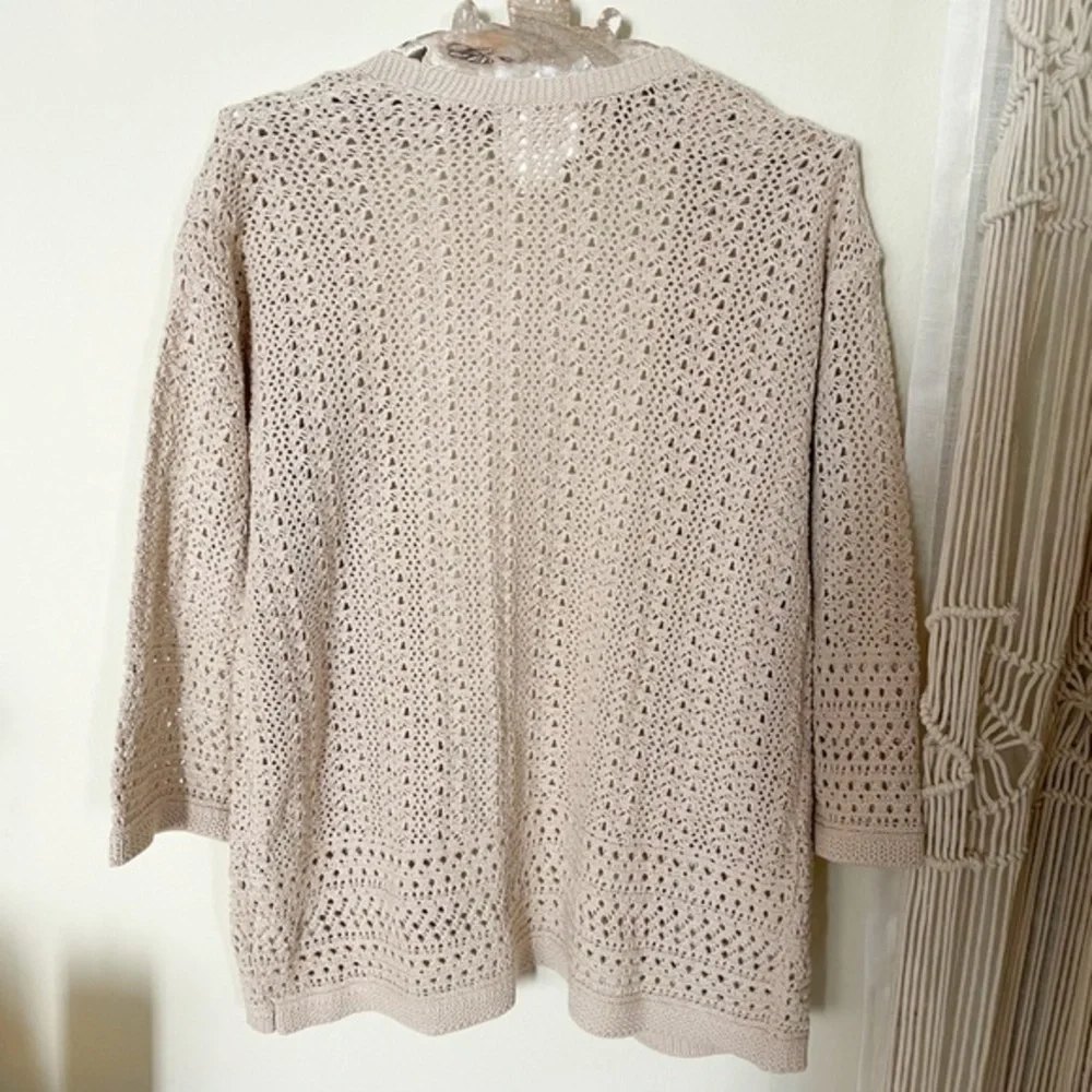 NWT Andrea Jovine Cream Beige Crochet Jacket - Picture 6 of 11